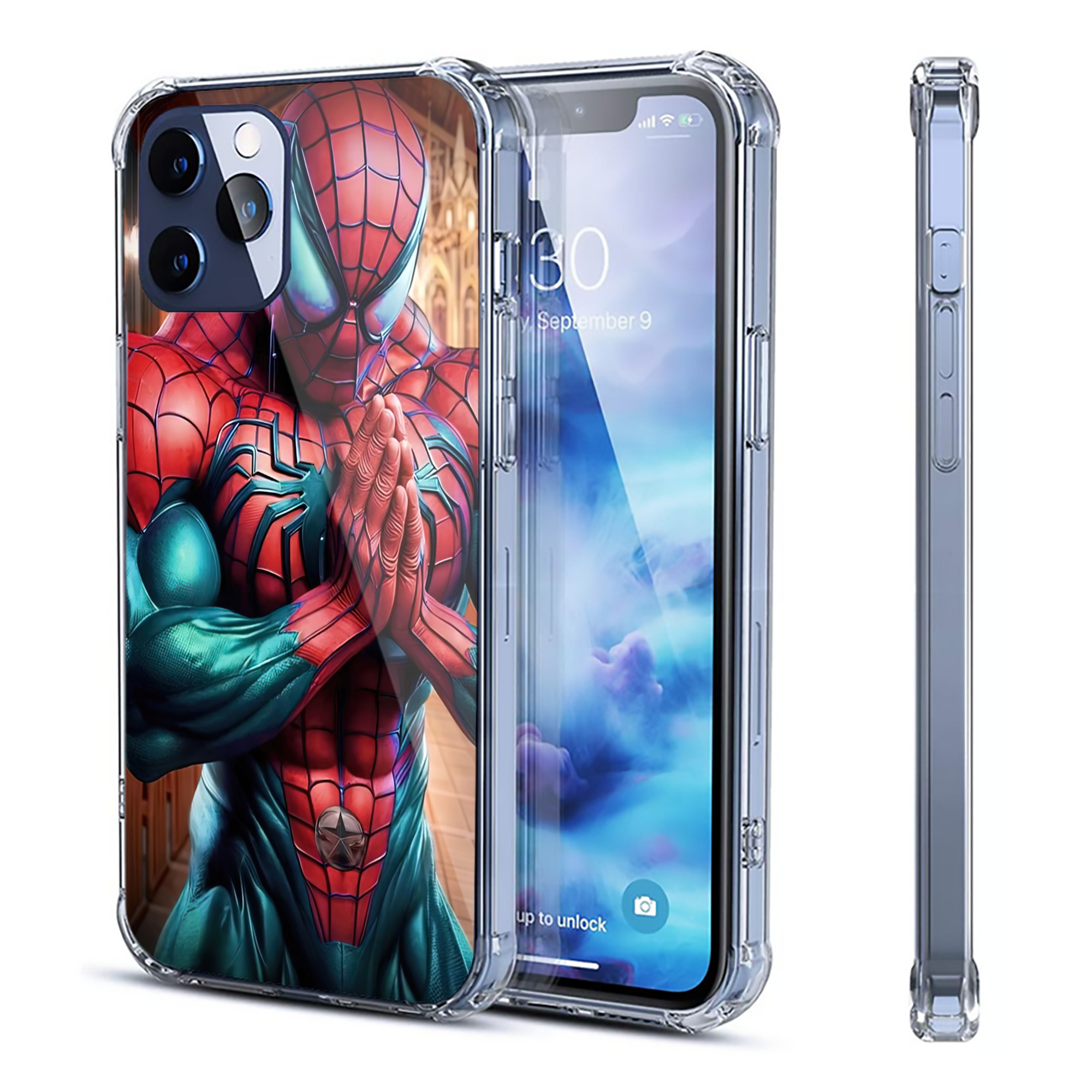 （画像用） Spider Man スパイダーマン 【iPhone 12シリーズ対応】透明スマホケース（クリアソフトケース）